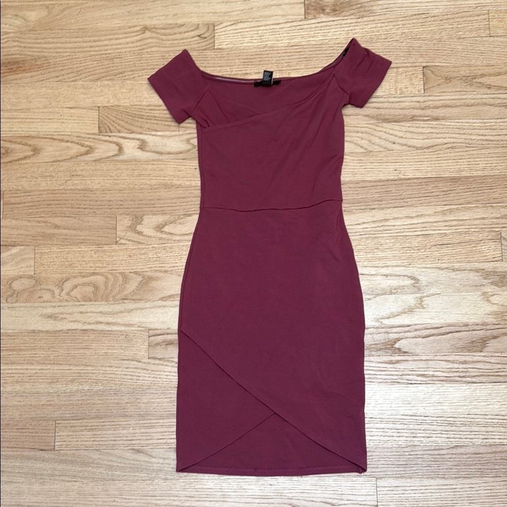Off Shoulder Dress Bodycon Burgundy